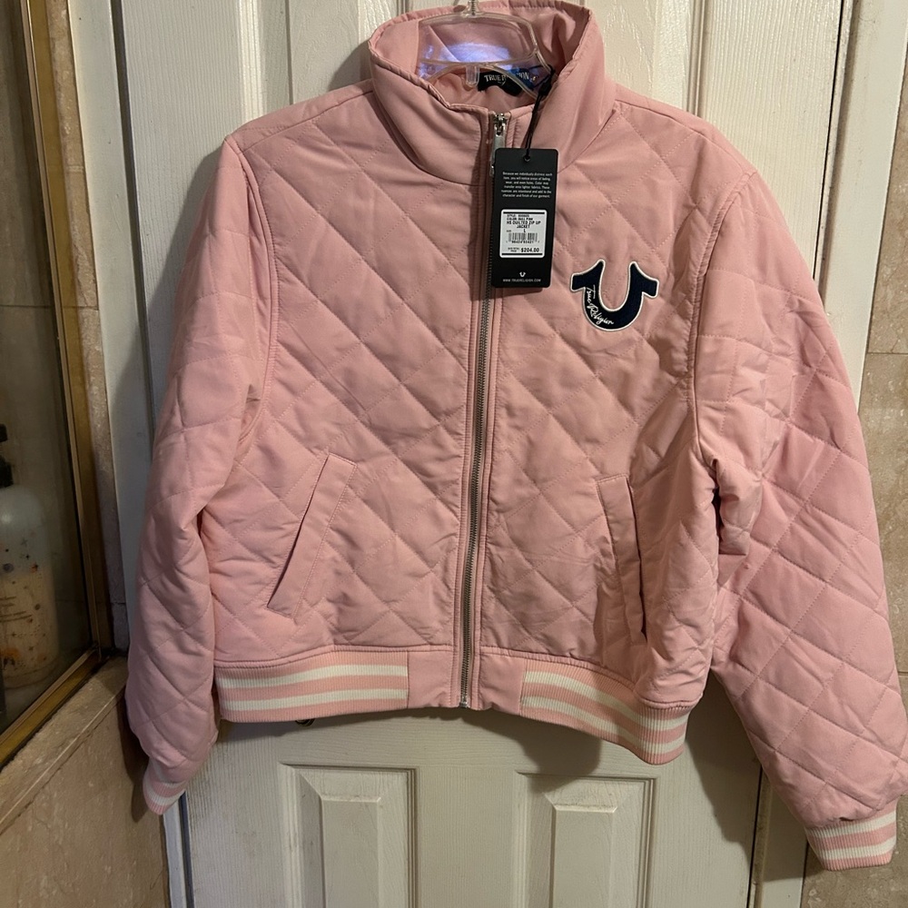 True Religion Pink Quilted Puffer Jackets